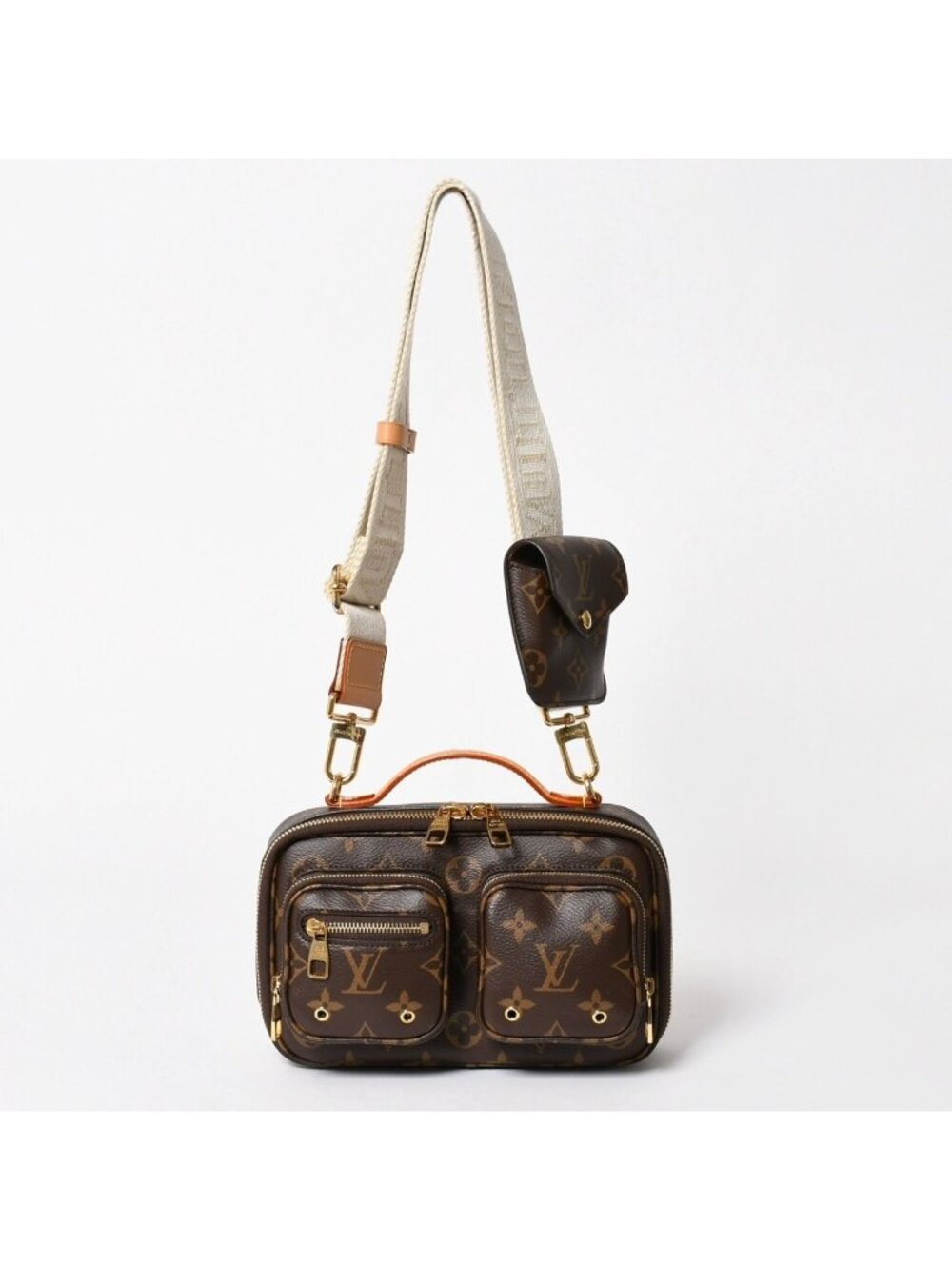 Louis Vuitton Monogram Utility Crossbody Shoulder Bag Brown Gold
